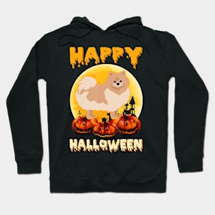 Pomeranian Happy Halloween Dog Scary Moon Costumes Hoodie